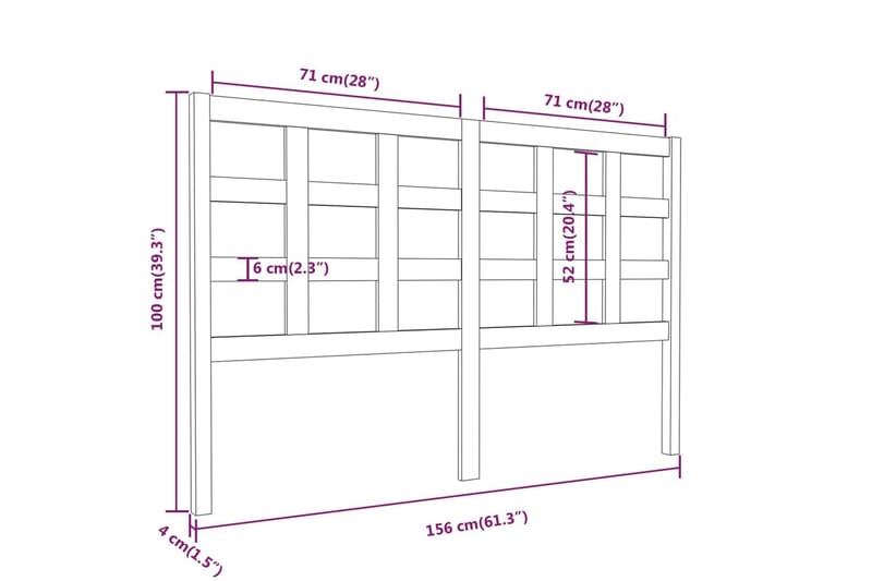 Sengegavl grå 156x4x100 cm heltre furu - Grå - Møbler - Senger - Sengetilbehør - Sengegavl