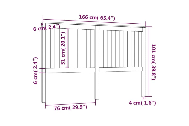 Sengegavl grå 166x6x101 cm heltre furu - Grå - Møbler - Senger - Sengetilbehør - Sengegavl