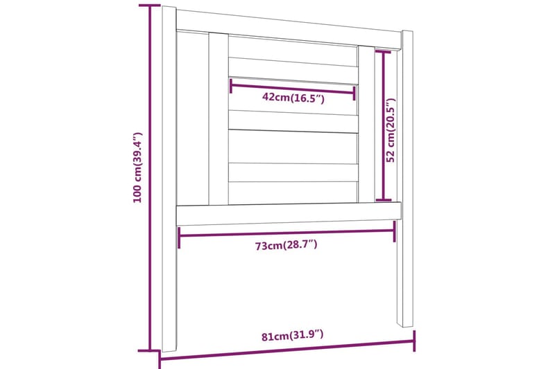 Sengegavl grå 81x4x100 cm heltre furu - Grå - Møbler - Senger - Sengetilbehør - Sengegavl