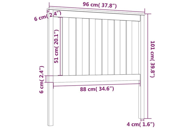 Sengegavl grå 96x6x101 cm heltre furu - Grå - Møbler - Senger - Sengetilbehør - Sengegavl