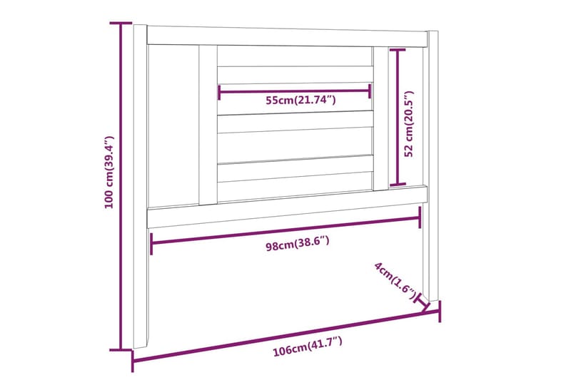 Sengegavl honningbrun 106x4x100 cm heltre furu - Brun - Møbler - Senger - Sengetilbehør - Sengegavl