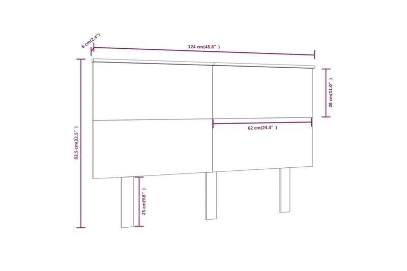 Sengegavl honningbrun 124x6x82,5 cm heltre furu - Brun - Møbler - Senger - Sengetilbehør - Sengegavl