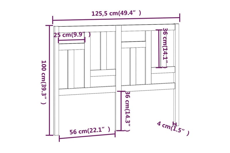 Sengegavl honningbrun 125,5x4x100 cm heltre furu - Brun - Møbler - Senger - Sengetilbehør - Sengegavl