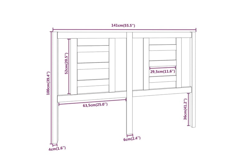 Sengegavl honningbrun 141x4x100 cm heltre furu - Brun - Møbler - Senger - Sengetilbehør - Sengegavl