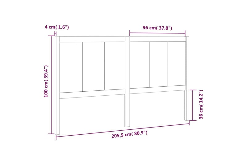 Sengegavl honningbrun 205,5x4x100 cm heltre furu - Brun - Møbler - Senger - Sengetilbehør - Sengegavl