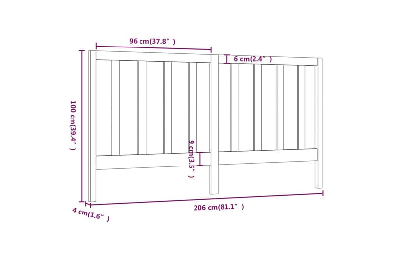 Sengegavl honningbrun 206x4x100 cm heltre furu - Brun - Møbler - Senger - Sengetilbehør - Sengegavl