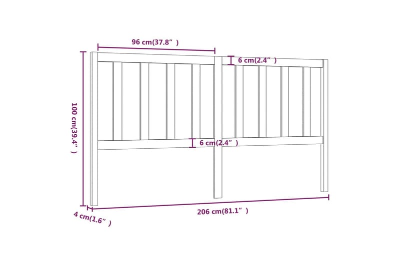 Sengegavl honningbrun 206x4x100 cm heltre furu - Brun - Møbler - Senger - Sengetilbehør - Sengegavl