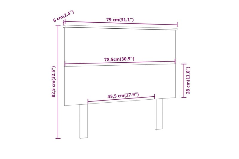 Sengegavl honningbrun 79x6x82,5 cm heltre furu - Brun - Møbler - Senger - Sengetilbehør - Sengegavl