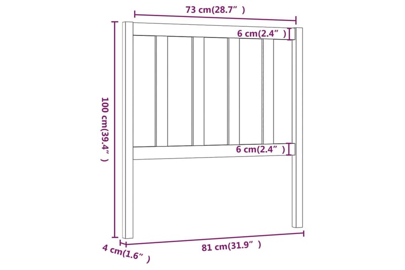 Sengegavl honningbrun 81x4x100 cm heltre furu - Brun - Møbler - Senger - Sengetilbehør - Sengegavl