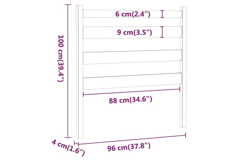 Sengegavl honningbrun 96x4x100 cm heltre furu - Brun - Møbler - Senger - Sengetilbehør - Sengegavl