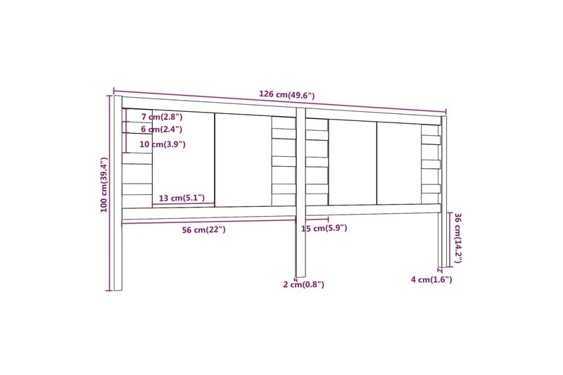 Sengegavl hvit 126x4x100 cm heltre furu - Hvit - Møbler - Senger - Sengetilbehør - Sengegavl