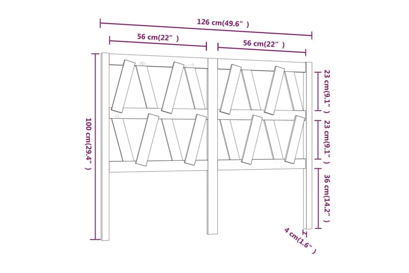 Sengegavl hvit 126x4x100 cm heltre furu - Hvit - Møbler - Senger - Sengetilbehør - Sengegavl