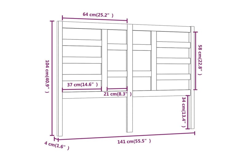 Sengegavl hvit 141x4x104 cm heltre furu - Hvit - Møbler - Senger - Sengetilbehør - Sengegavl