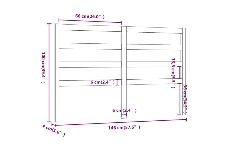 Sengegavl hvit 146x4x100 cm heltre furu - Hvit - Møbler - Senger - Sengetilbehør - Sengegavl