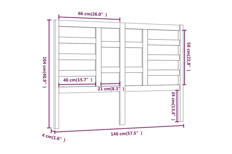 Sengegavl hvit 146x4x104 cm heltre furu - Hvit - Møbler - Senger - Sengetilbehør - Sengegavl