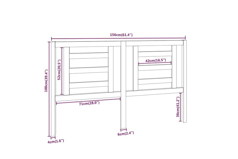 Sengegavl hvit 156x4x100 cm heltre furu - Hvit - Møbler - Senger - Sengetilbehør - Sengegavl