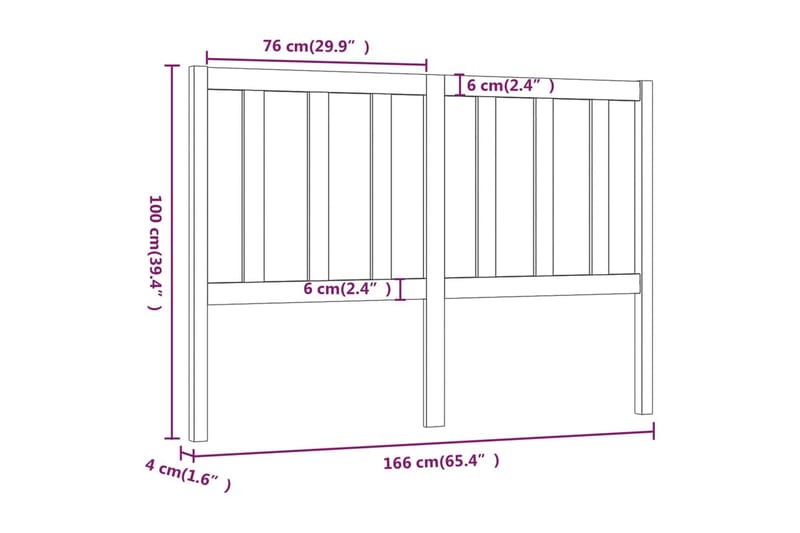 Sengegavl hvit 166x4x100 cm heltre furu - Hvit - Møbler - Senger - Sengetilbehør - Sengegavl