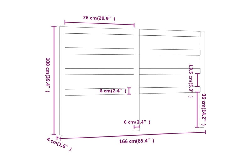 Sengegavl hvit 166x4x100 cm heltre furu - Hvit - Møbler - Senger - Sengetilbehør - Sengegavl