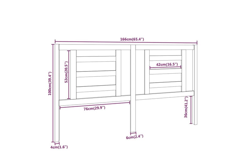 Sengegavl hvit 166x4x100 cm heltre furu - Hvit - Møbler - Senger - Sengetilbehør - Sengegavl