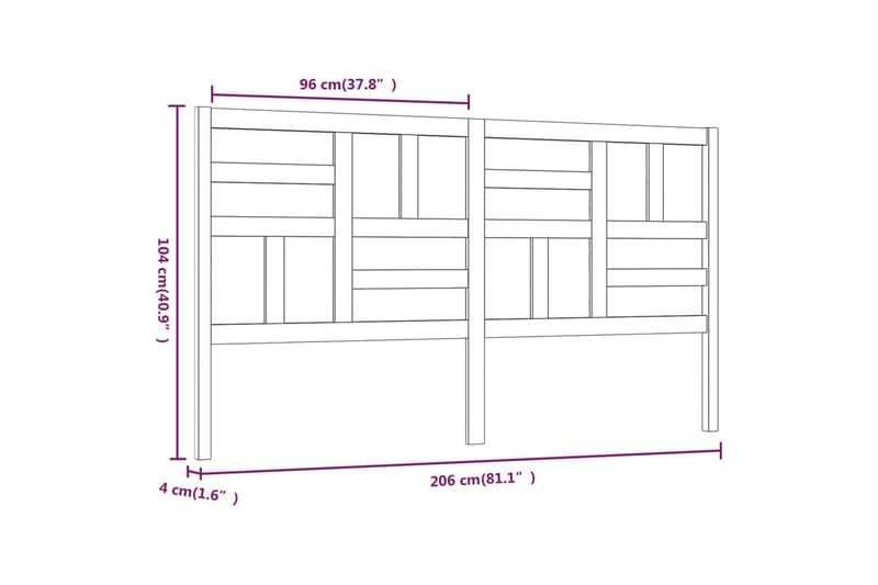 Sengegavl hvit 206x4x104 cm heltre furu - Hvit - Møbler - Senger - Sengetilbehør - Sengegavl