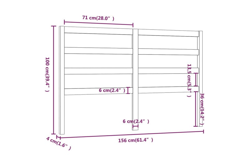 Sengegavl svart 156x4x100 cm heltre furu - Svart - Møbler - Senger - Sengetilbehør - Sengegavl