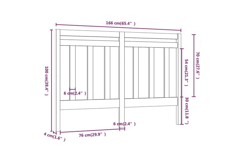 Sengegavl svart 166x4x100 cm heltre furu - Svart - Møbler - Senger - Sengetilbehør - Sengegavl