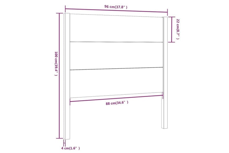 Sengegavl svart 96x4x100 cm heltre furu - Svart - Møbler - Senger - Sengetilbehør - Sengegavl