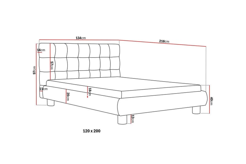 Teddy Komplett Sengpakke Sengeramme med Madrass 120x200 cm - Grå - Møbler - Senger - Rammeseng