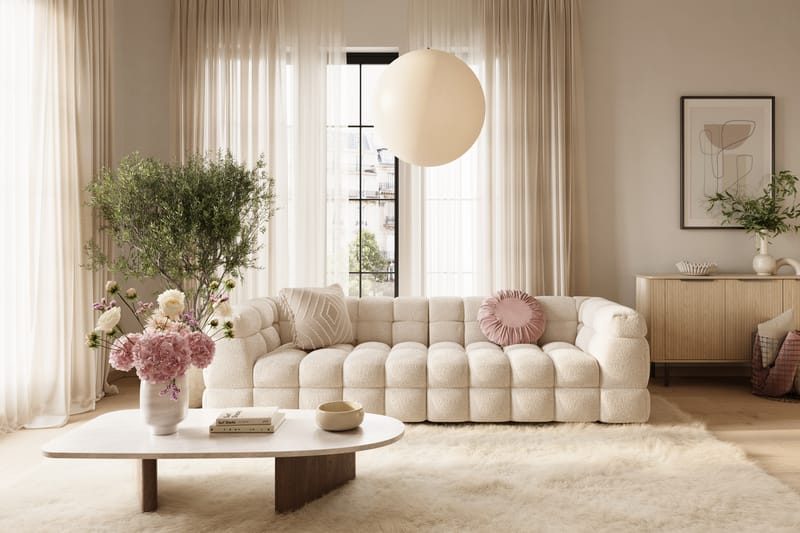 4-seters Sofa Elise - Beige Teddy - Møbler - Sofaer - 3 seter sofa