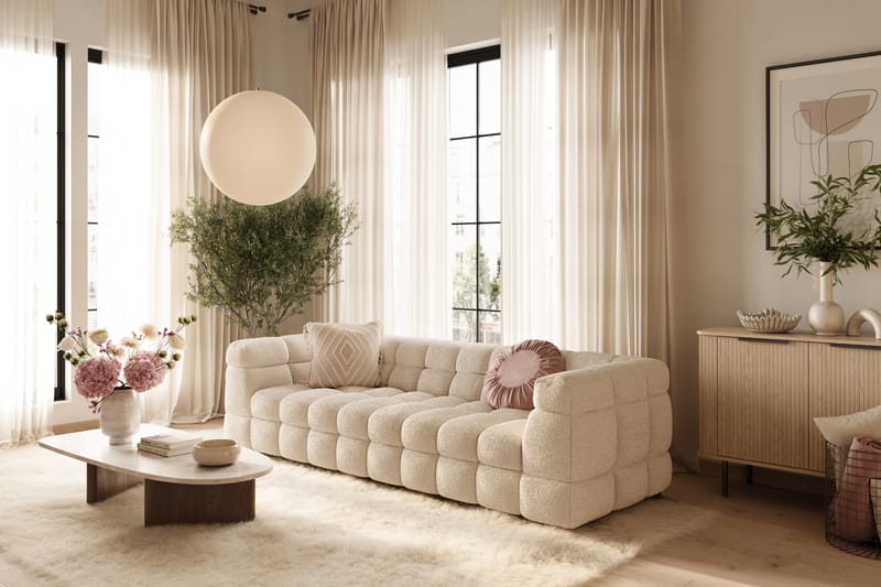 4-seters Sofa Elise - Beige Teddy - Møbler - Sofaer - 3 seter sofa