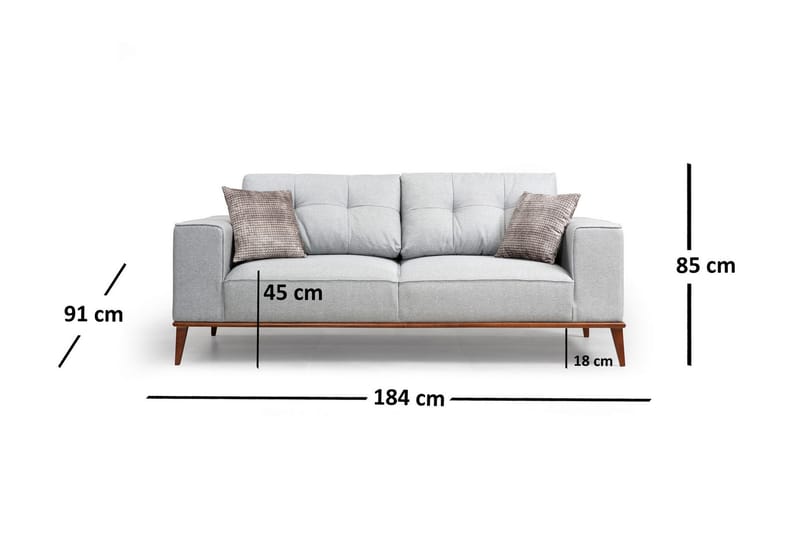 2-Seter Sofa Guerdon - Grå - Møbler - Sofaer - 2 seter sofa