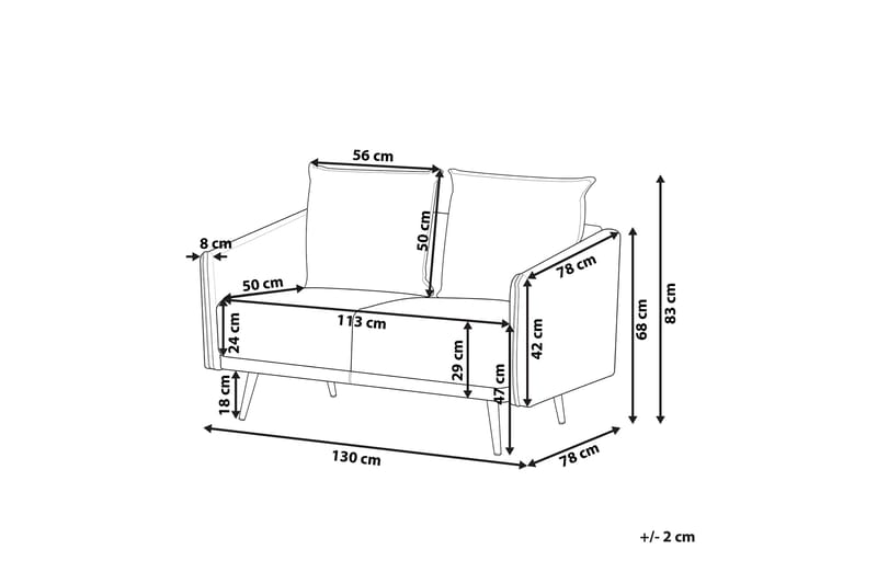 2-seters Sofa Aarsby - Fløyel/Grå - Møbler - Sofaer - 2 seter sofa