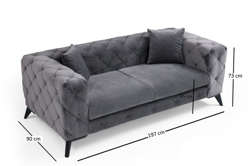 2-seters Sofa Canunda - Antrasitt / Svart - Møbler - Sofaer - 2 seter sofa