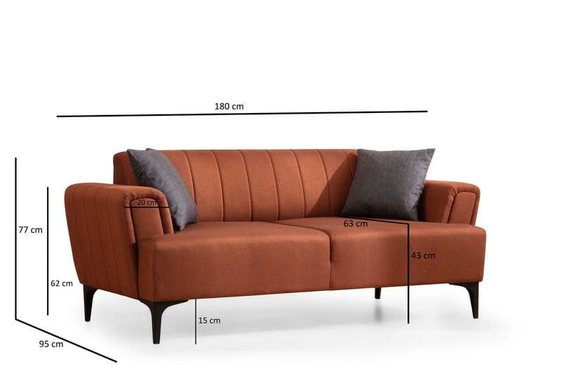 3-seter Sofa Hamlets - Rød - Møbler - Sofaer - 2 seter sofa