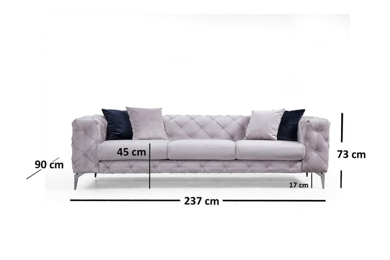 3-seter Sofa Aitze - Lysegrå - Møbler - Sofaer - 3 seter sofa