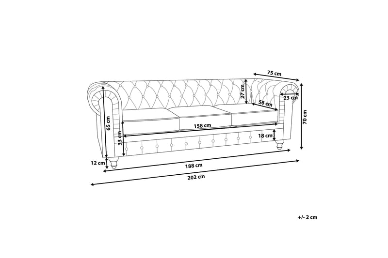 3-seter Sofa Feero - Gul/Fløyel - Møbler - Sofaer - 3 seter sofa