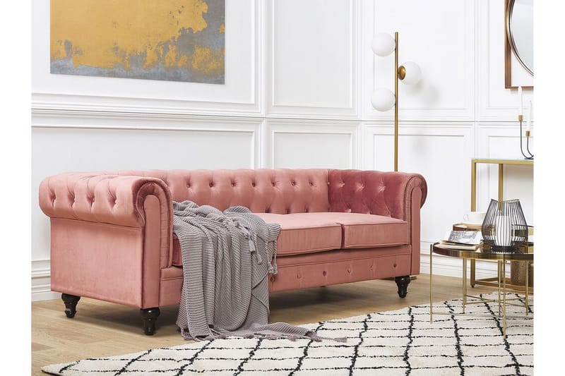 3-seter Sofa Feero - Rosa/Fløyel - Møbler - Sofaer - 3 seter sofa