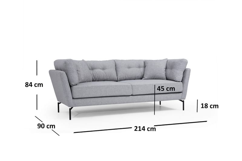 3-Seter Sofa Izena - Grå - Møbler - Sofaer - 3 seter sofa