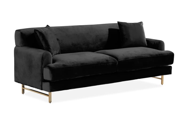 3-seters fløyelssofa Latrape - Svart - Fløyelssofaer - 3 seter sofa