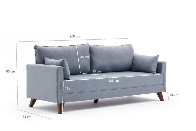 3-seters Sofa Burundi - Blå / Brun - Møbler - Sofaer - 3 seter sofa