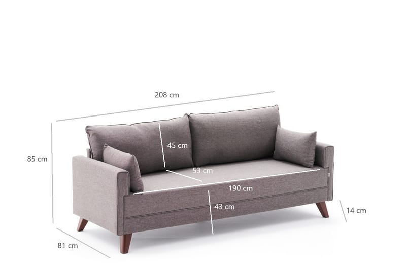 3-seters Sofa Burundi - Brun/Natur - 3 seter sofa