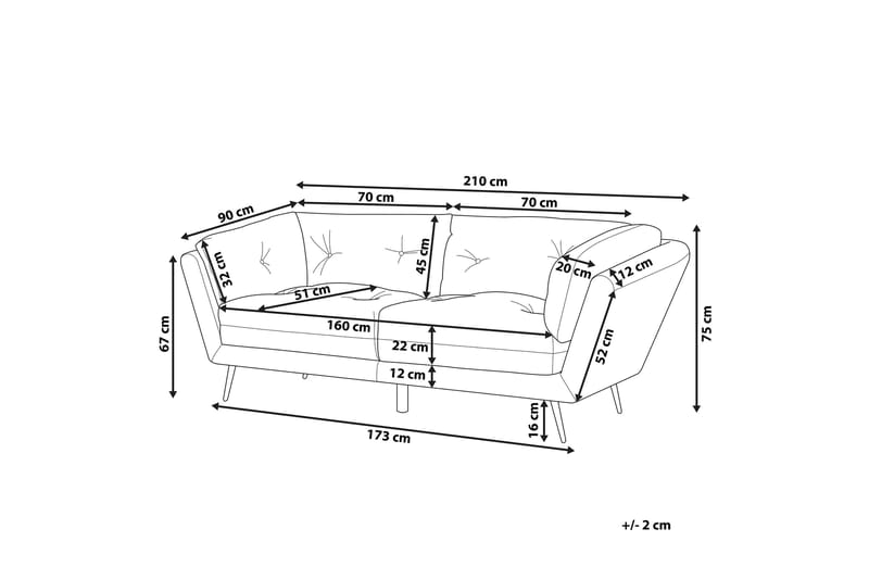 3-seters Sofa Evenes - Fløyel/Grønn - Møbler - Sofaer - 3 seter sofa