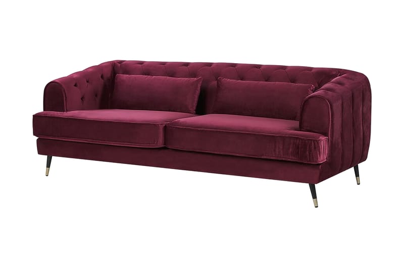 3-seters Sofa Hauglund - Fløyel/Mørkerød - Møbler - Sofaer - 3 seter sofa