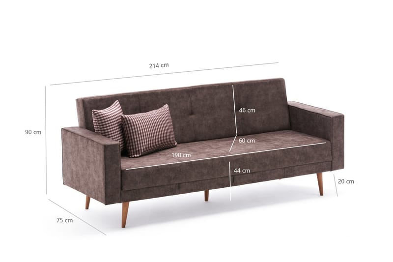 3-seters Sofa Kenya - Brun/Natur - Skinnsofaer - 3 seter sofa - Fløyelssofaer - 2 seter sofa - 4 seter sofa - Sofaer