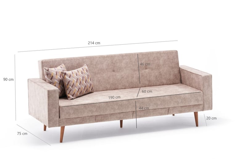 3-seters sofa Kenya - Kremhvit/Natur - Skinnsofaer - 3 seter sofa - Fløyelssofaer - 2 seter sofa - 4 seter sofa - Sofaer