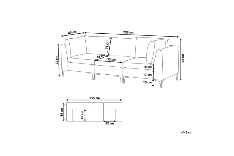 3-seters Sofa Samkom - Fløyel/Grønn - Møbler - Sofaer - 3 seter sofa