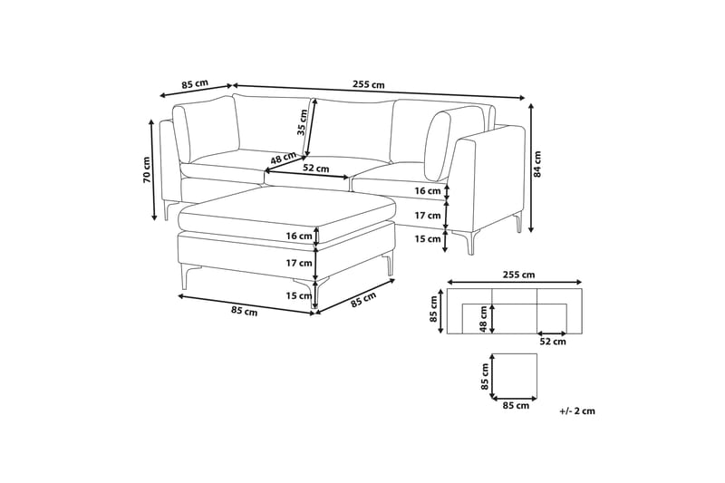 3-seters Sofa Samkom med Fotskammel - Fløyel/Grønn - Møbler - Sofaer - 3 seter sofa