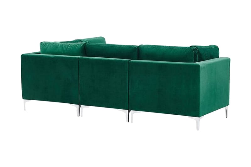 3-seters Sofa Samkom med Fotskammel - Fløyel/Grønn - Møbler - Sofaer - 3 seter sofa