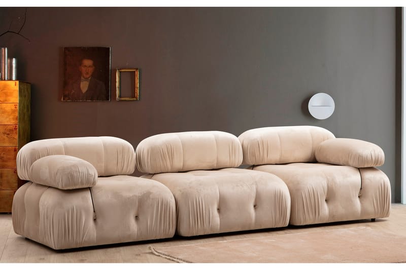 Boblende Sofa 3-seter Belgin - Beige - Møbler - Sofaer - 3 seter sofa