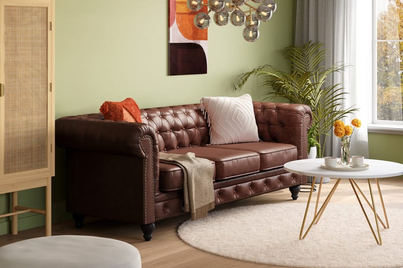 3-seter Sofa Chester Deluxe - Mørk brun - Møbler - Sofaer - 3 seter sofa